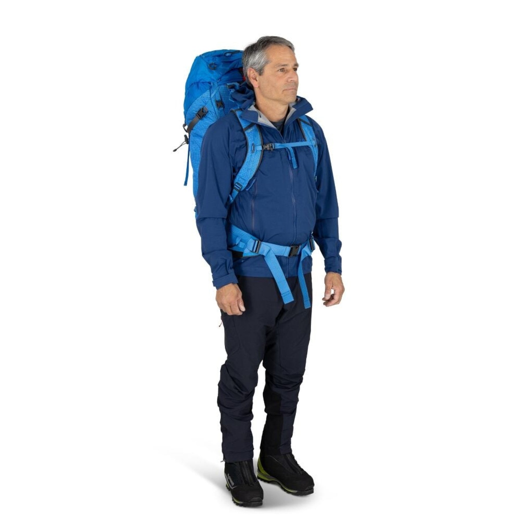 Osprey Mutant 52: Zaino da alpinismo e spedizione da 52 litri. Progettato per l'uso tecnico su ghiaccio e roccia con sistema di trasporto piccozze Dual ToolLock, pannello posteriore antineve e fibbie adatte all'uso con guanti. Struttura leggera e resistente per ascese alpine impegnative in ogni stagione.