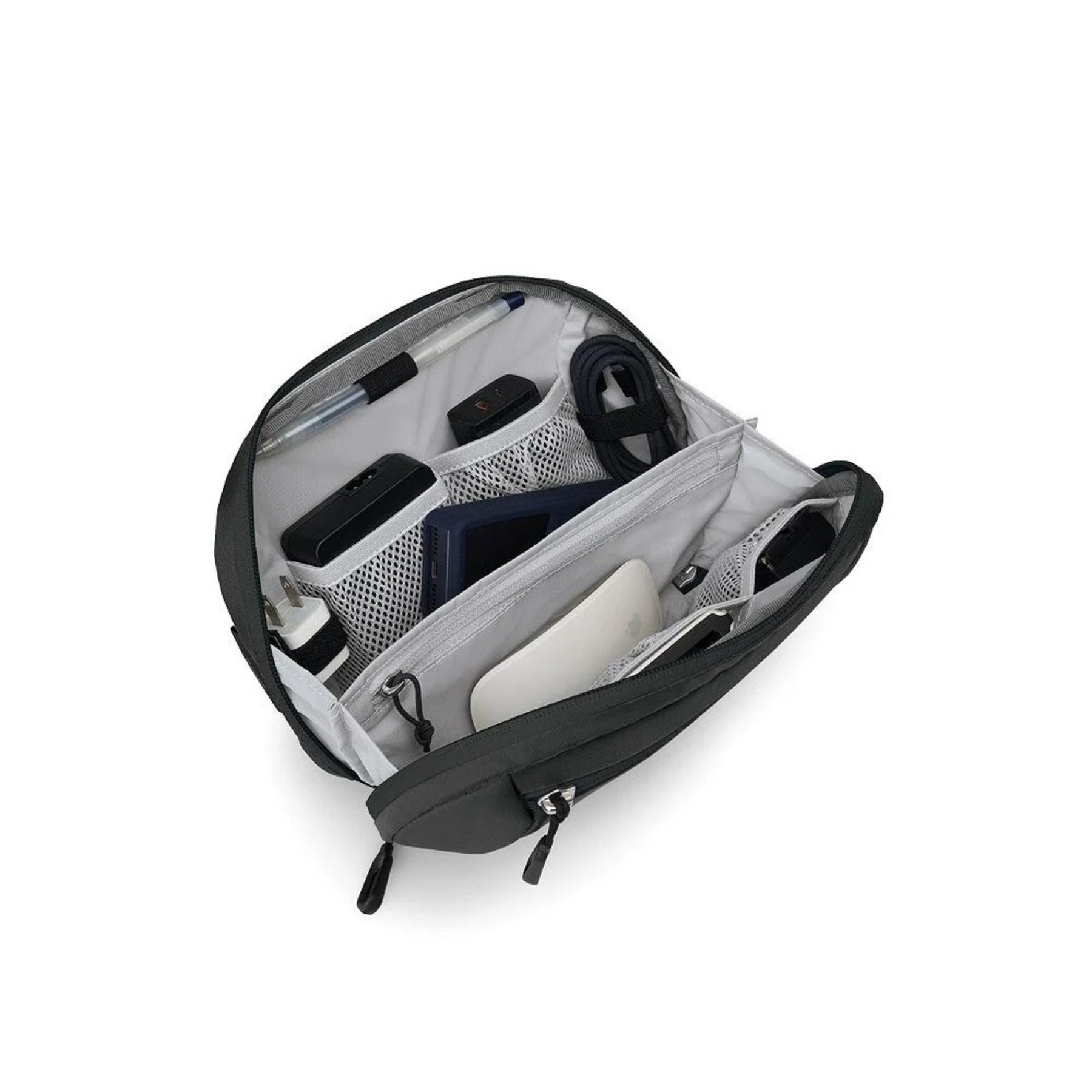 Osprey Ozone Powerhouse custodia imbottita organizer per cavi, power bank e accessori tecnologici con maniglia superiore e tasca frontale con zip, ideale per viaggi e uso quotidiano. 