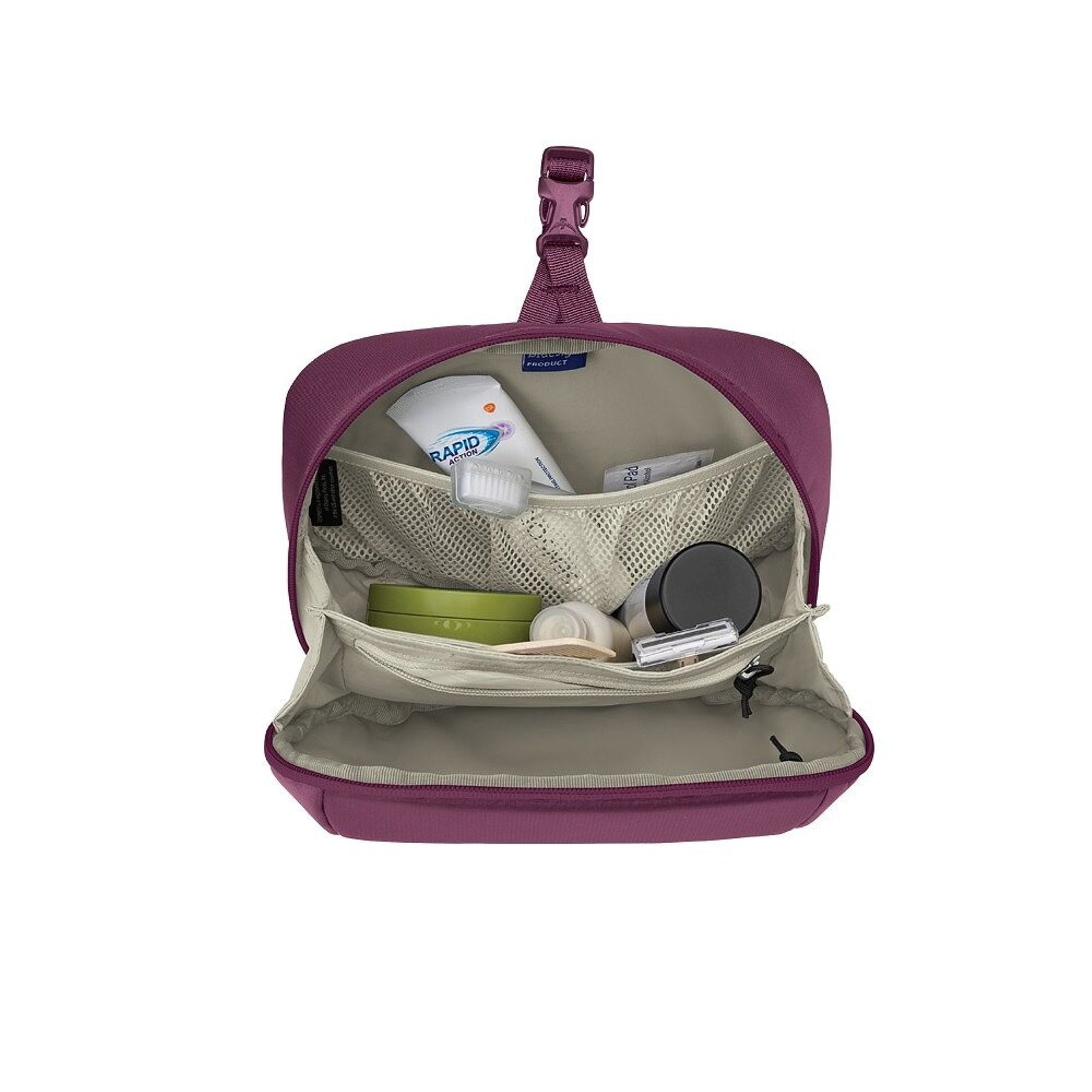 Osprey Ozone Toiletry Bag trousse da viaggio imbottita da 3 litri in nylon riciclato ripstop, dotata di scomparti interni in rete, gancio di sospensione integrato e rivestimento facile da pulire, ideale per organizzare accessori per l'igiene personale in valigia, hotel o campeggio.