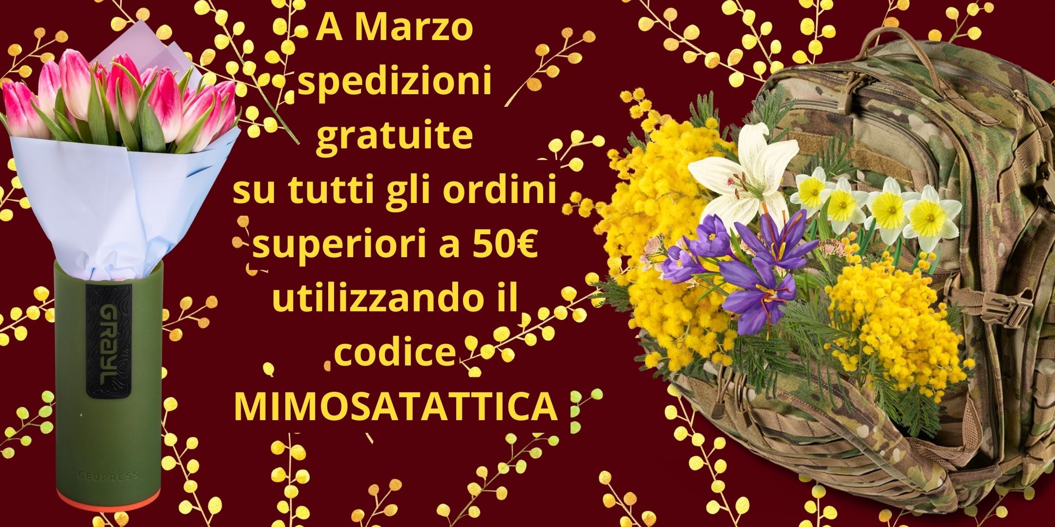 Spedizioni gratuite per ordine superiori a 50€ a marzo con il codice mimosatattica