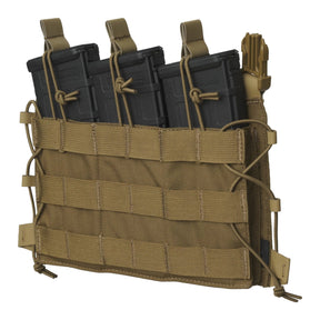 Pannello frontale Helikon-Tex Guardian Flap in Cordura porta caricatori per il Guardian Plate Carrier, con tre tasche, elastico di ritenuta e pannellatura MOLLE/PALS, vista frontale del pannello