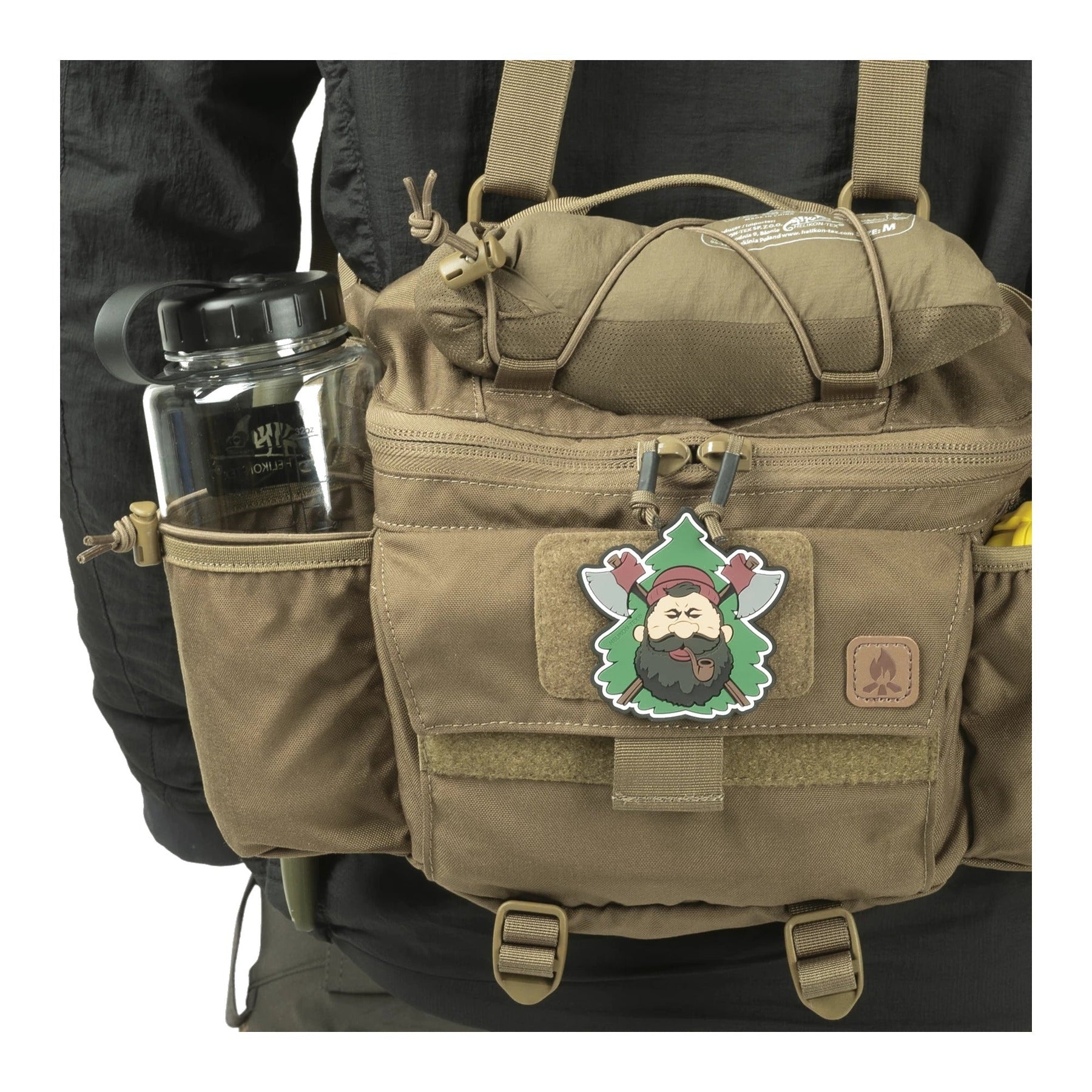 Marsupio tattico Helikon-Tex Foxtrot Mk2 Belt Rig da 6 litri in Cordura, con bretelle staccabili, cintura da 50 mm, tasche laterali e pannellatura MOLLE/PALS, indossato sul campo