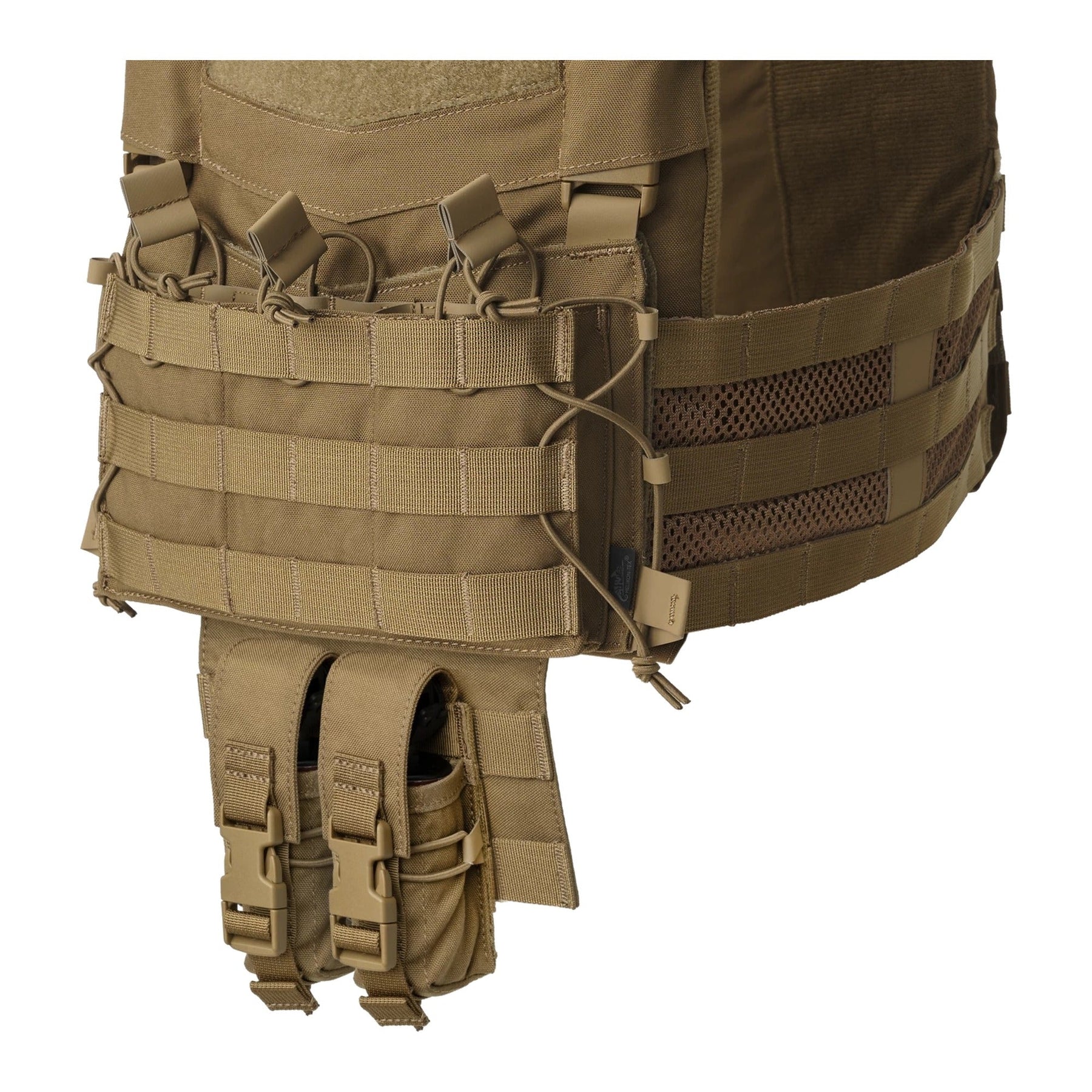 Tasca dangler Helikon-Tex Guardian in Cordura 500D per plate carrier, con organizer interno, cerniera a doppio cursore e pannellatura MOLLE/PALS, vista laterale