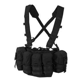 Chest rig tattico Helikon-Tex Guardian in Cordura 500D portacaricatori, con bretelle a sgancio rapido, cintura ventrale removibile, fodera in rete e fori di drenaggio, colore Black