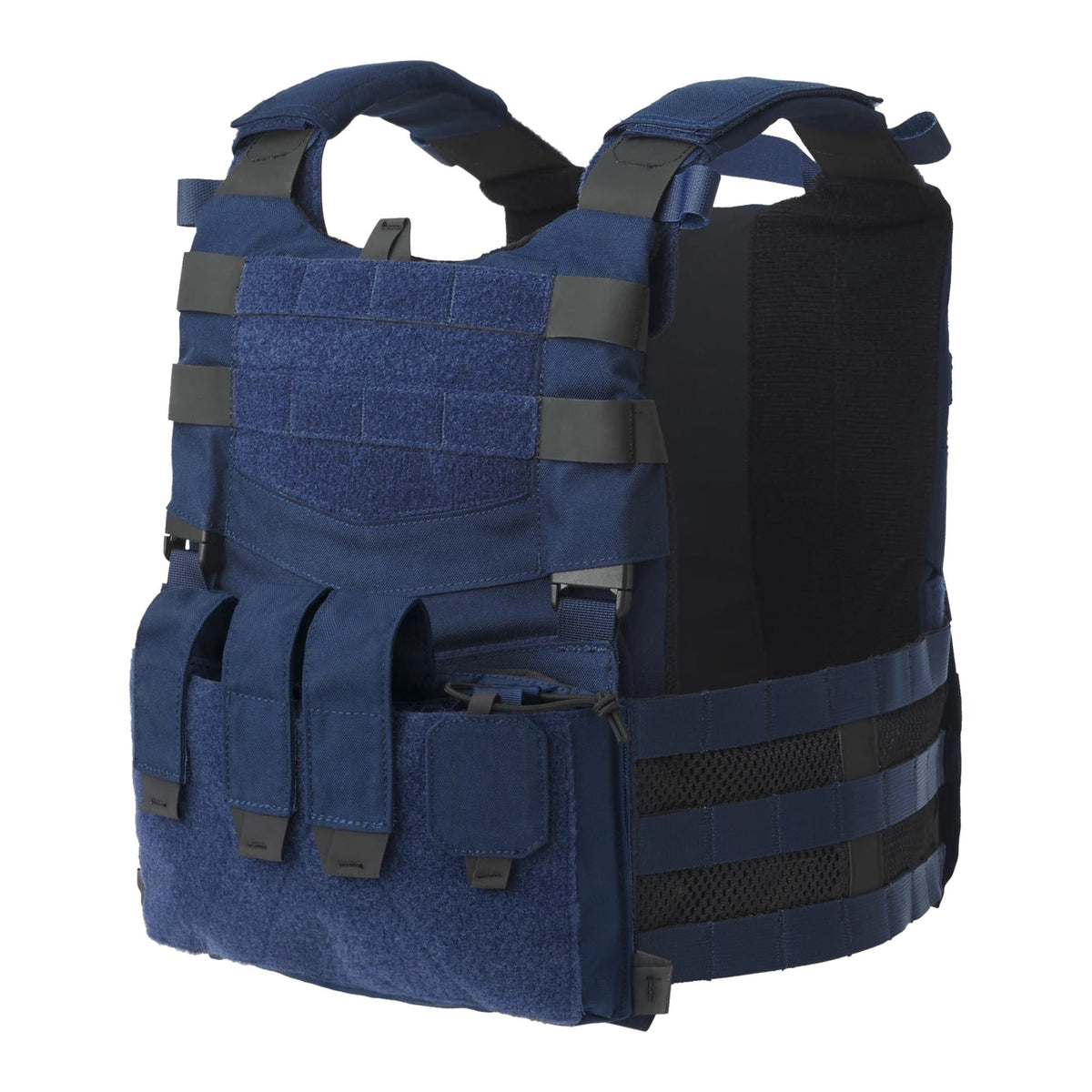 Set tattico Helikon-Tex Guardian Law Enforcement in Cordura 500D colore Sentinel Blue, con plate carrier, cummerbund, kangaroo flap e inserto Law Enforcement, vista frontale