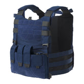 Set tattico Helikon-Tex Guardian Law Enforcement in Cordura 500D colore Sentinel Blue, con plate carrier, cummerbund, kangaroo flap e inserto Law Enforcement, vista frontale