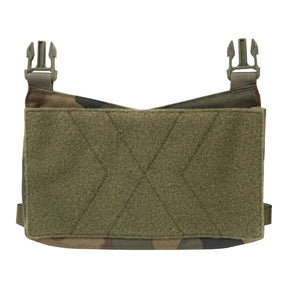 Pannello frontale Helikon-Tex Guardian Kangaroo Flap in Cordura per plate carrier, con tasca a scatola, superficie velcro e aggancio a due fibbie, colore PL Woodland