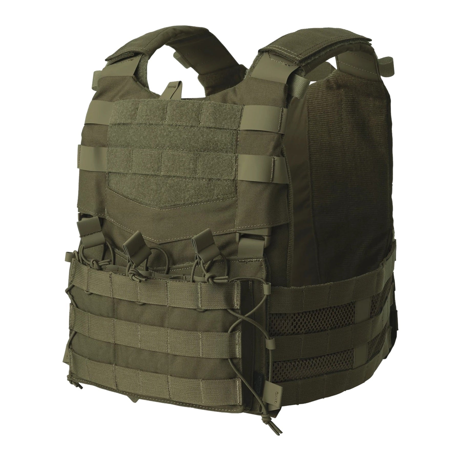 Set tattico Helikon-Tex Guardian Military in Cordura 500D con plate carrier, cummerbund e pannello frontale Guardian Flap porta caricatori, colore OD Green
