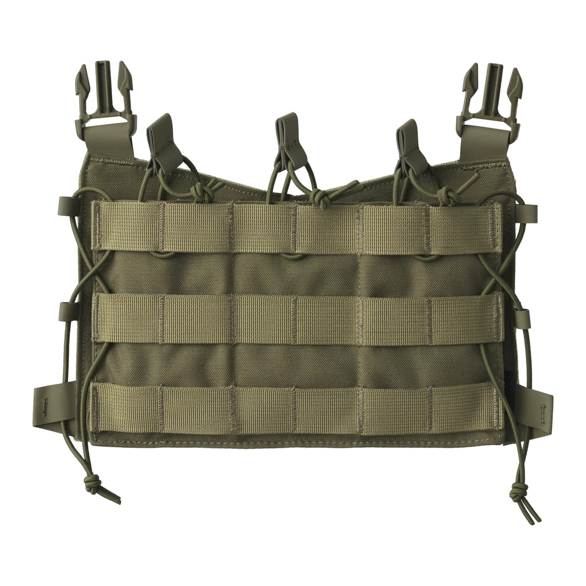 Pannello frontale Helikon-Tex Guardian Flap in Cordura porta caricatori per il Guardian Plate Carrier, con tre tasche, elastico di ritenuta e pannellatura MOLLE/PALS, colore OD Green