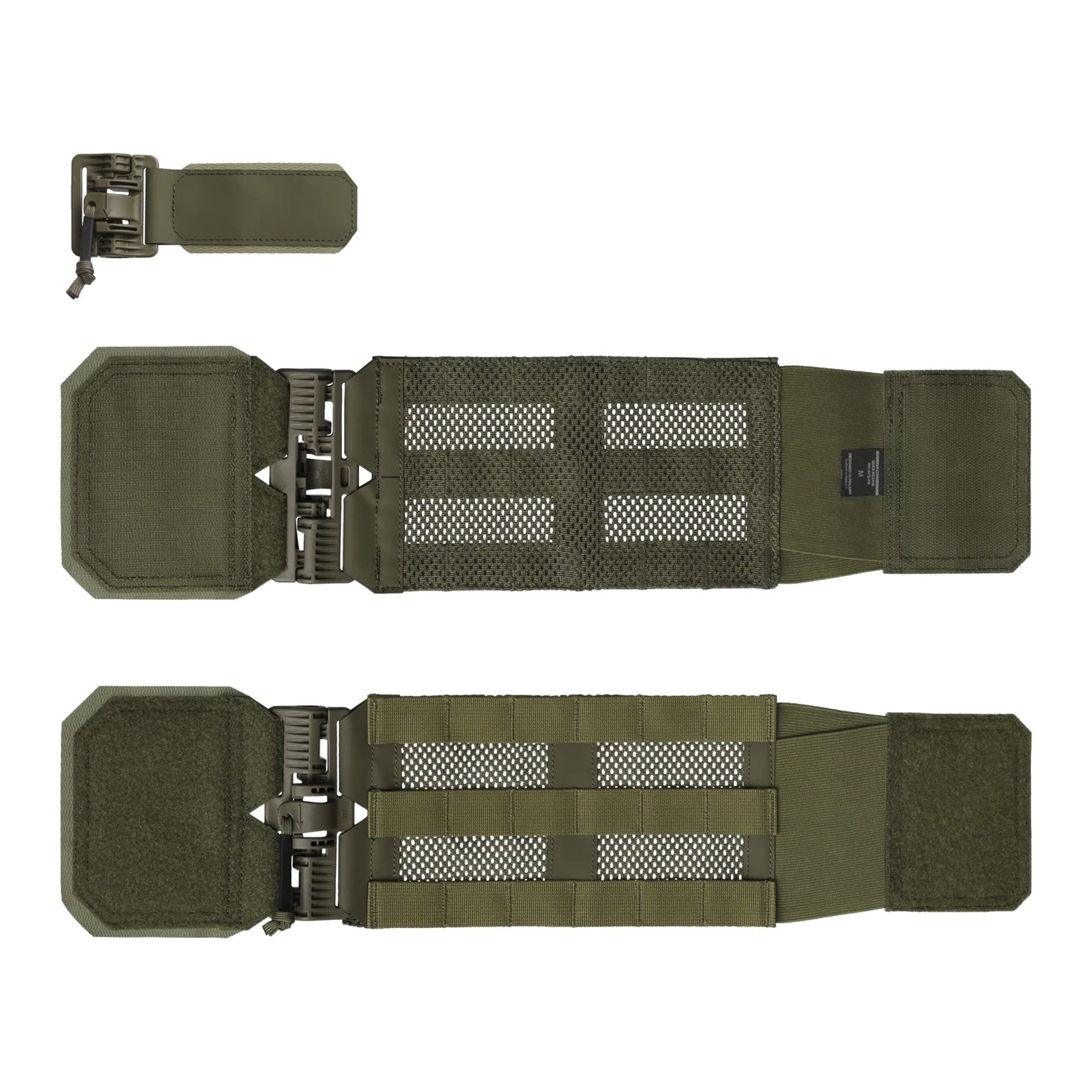 Fascia laterale Helikon-Tex Guardian Cummerbund Quick Release per plate carrier, con fibbie a sgancio rapido, pannellatura MOLLE/PALS e rete strutturale, colore OD Green