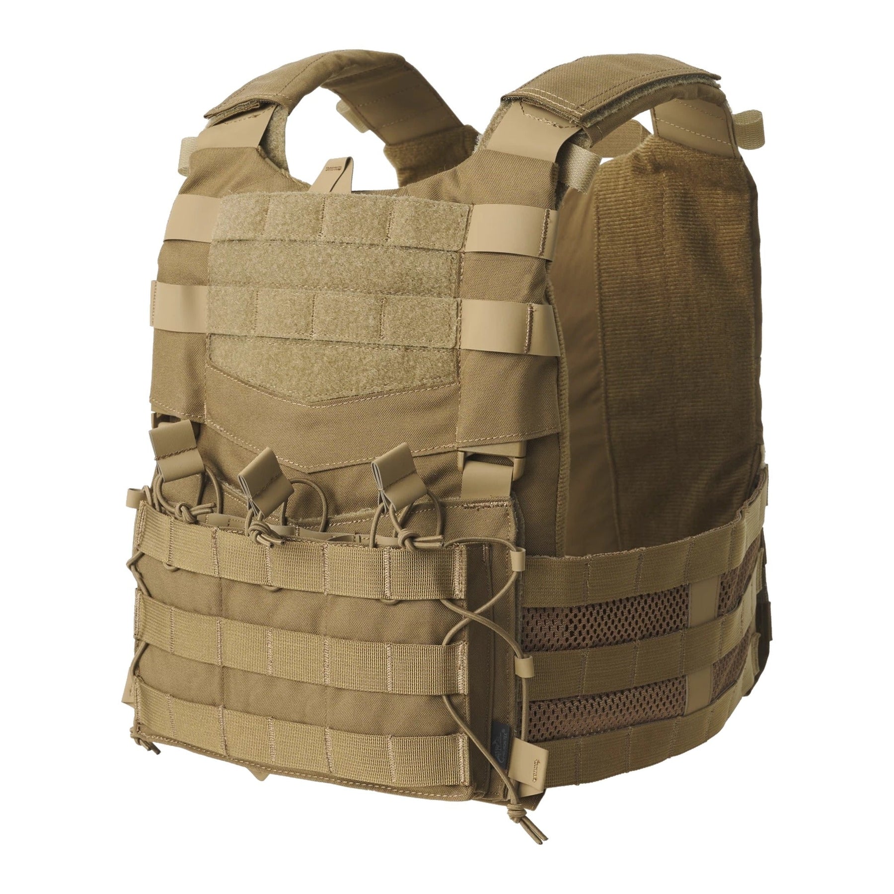 Set tattico Helikon-Tex Guardian Military in Cordura 500D con plate carrier, cummerbund e pannello frontale Guardian Flap porta caricatori, colore Coyote
