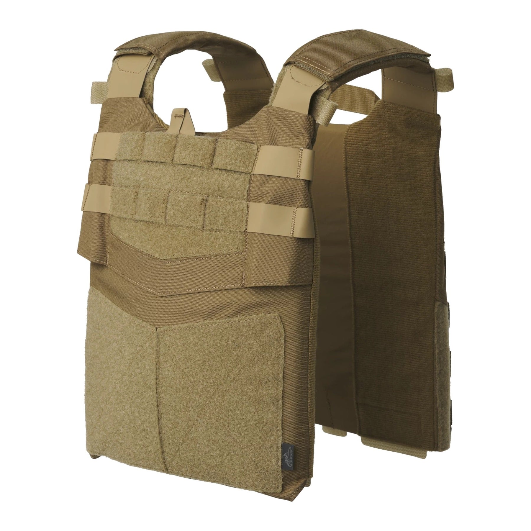Gilet tattico Helikon-Tex Guardian Plate Carrier in Cordura 500D porta piastre balistiche, con pannellatura MOLLE/PALS, maniglia di evacuazione e pannelli velcro, colore Coyote