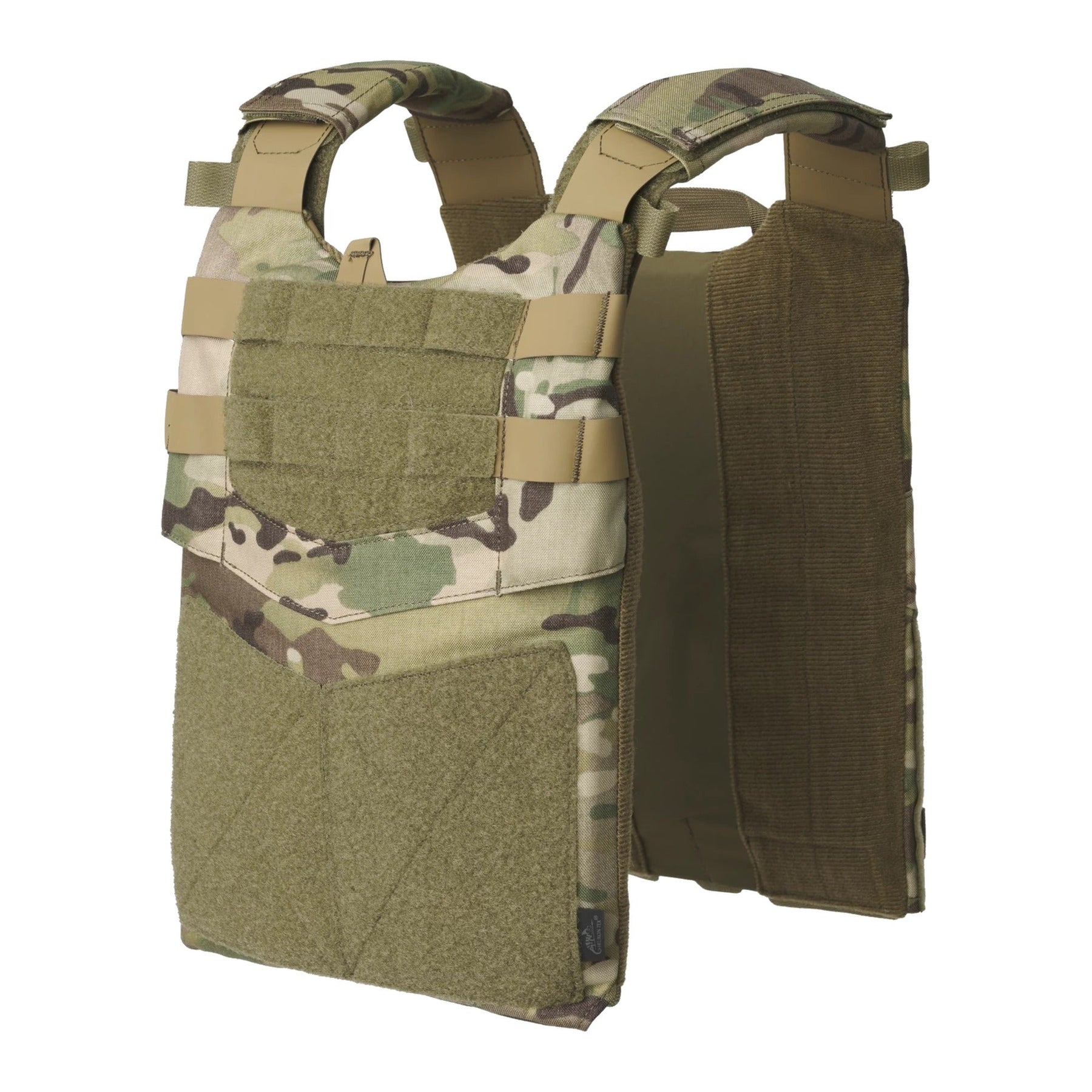 Gilet tattico Helikon-Tex Guardian Plate Carrier in Cordura 500D porta piastre balistiche, con pannellatura MOLLE/PALS, maniglia di evacuazione e pannelli velcro, colore Multicam