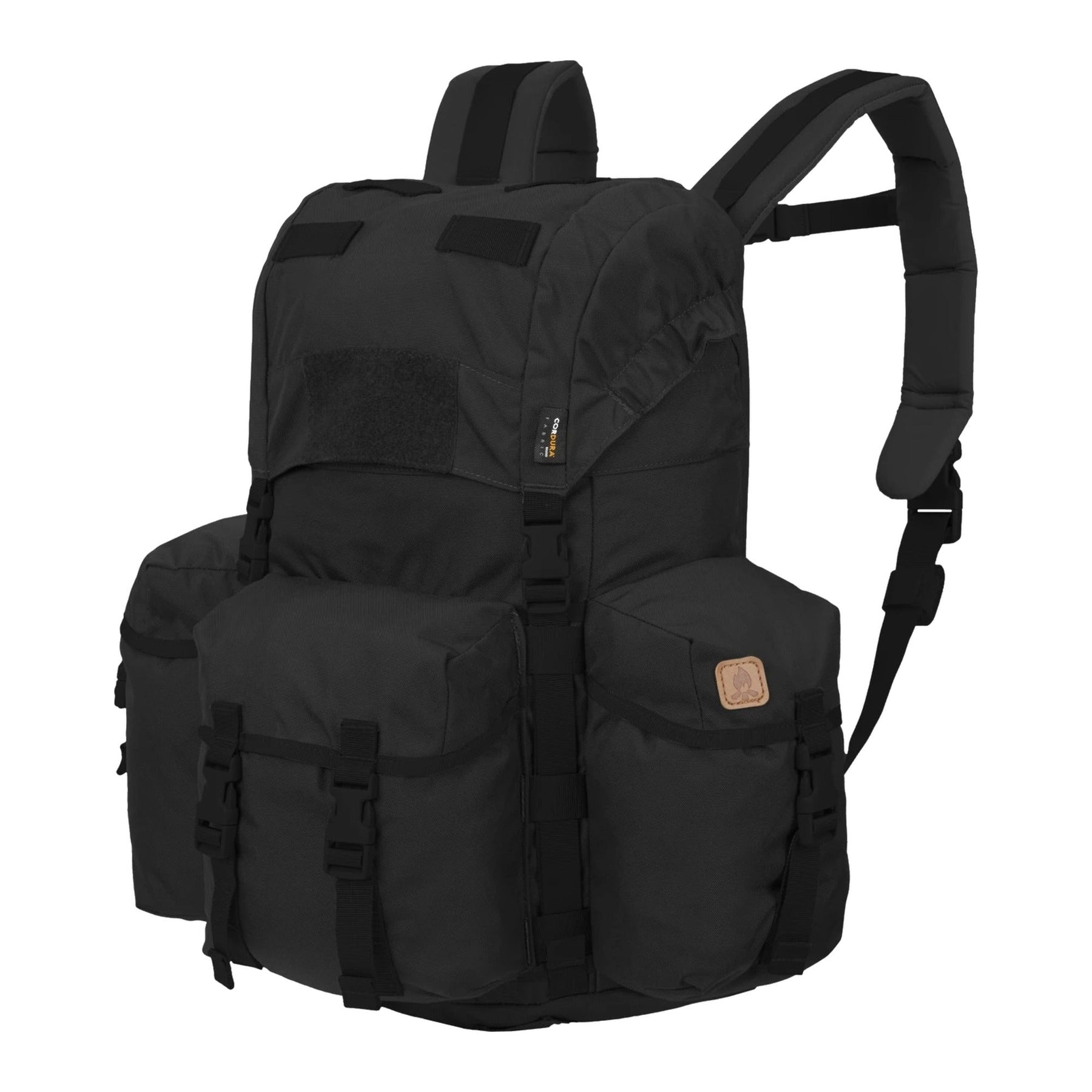 Zaino bushcraft Helikon-Tex Bergen Backpack da 25 litri in Cordura 500D, con tasche passanti per l'ascia, camino regolabile, scomparto per sacca idrica e cinghie di espansione, colore Black