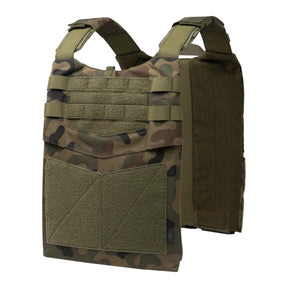 Gilet tattico Helikon-Tex Guardian Plate Carrier in Cordura 500D porta piastre balistiche, con pannellatura MOLLE/PALS, maniglia di evacuazione e pannelli velcro, colore PL Woodland