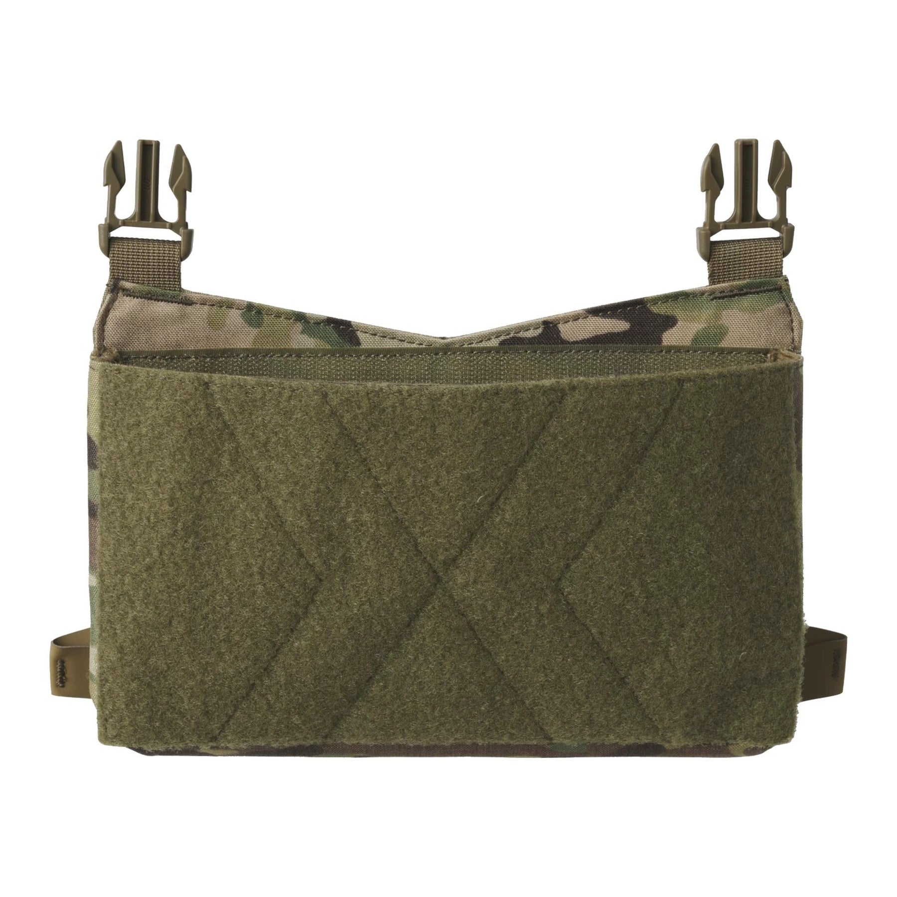 Pannello frontale Helikon-Tex Guardian Kangaroo Flap in Cordura per plate carrier, con tasca a scatola, superficie velcro e aggancio a due fibbie, colore Multicam