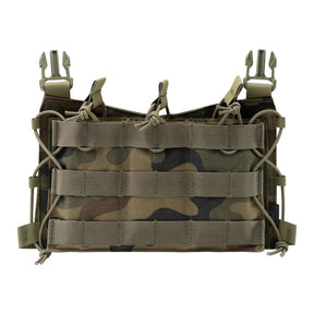 Pannello frontale Helikon-Tex Guardian Flap in Cordura porta caricatori per il Guardian Plate Carrier, con tre tasche, elastico di ritenuta e pannellatura MOLLE/PALS, colore PL Woodland