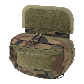 Tasca dangler Helikon-Tex Guardian in Cordura 500D per plate carrier, con organizer interno, cerniera a doppio cursore e pannellatura MOLLE/PALS, colore PL Woodland