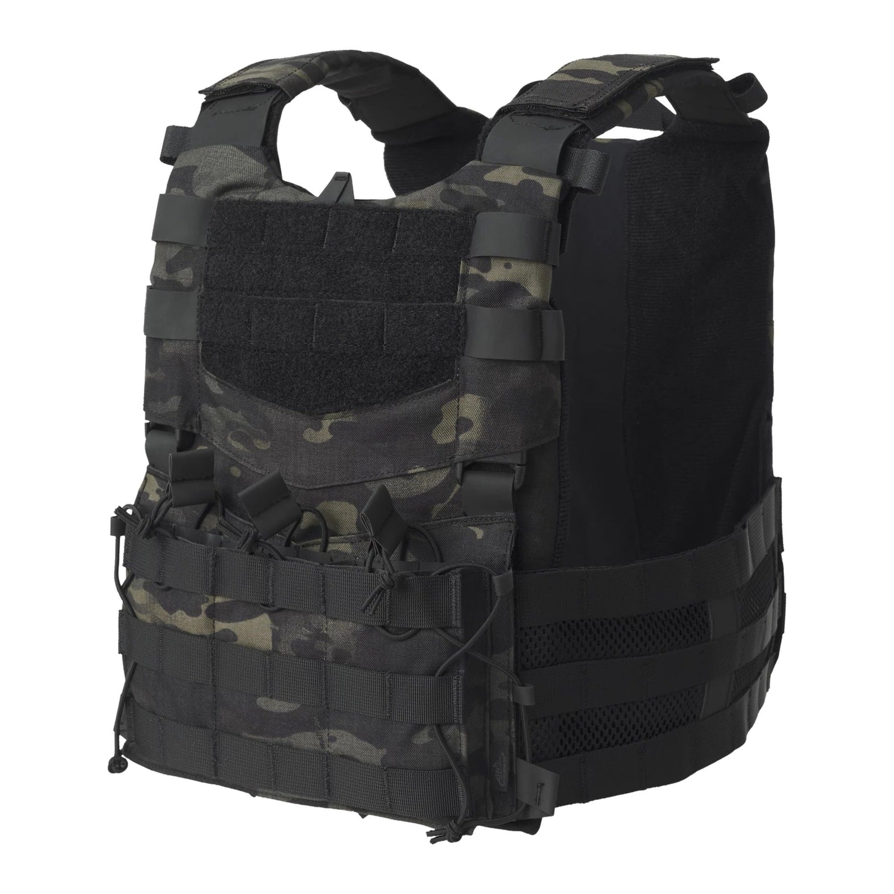 Set tattico Helikon-Tex Guardian Military in Cordura 500D con plate carrier, cummerbund e pannello frontale Guardian Flap porta caricatori, colore Multicam Black