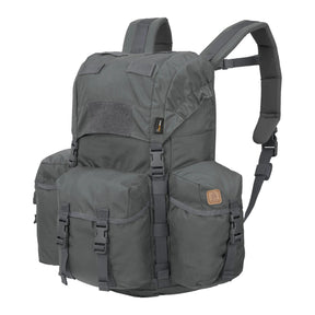 Zaino bushcraft Helikon-Tex Bergen Backpack da 25 litri in Cordura 500D, con tasche passanti per l'ascia, camino regolabile, scomparto per sacca idrica e cinghie di espansione, colore Shadow Grey