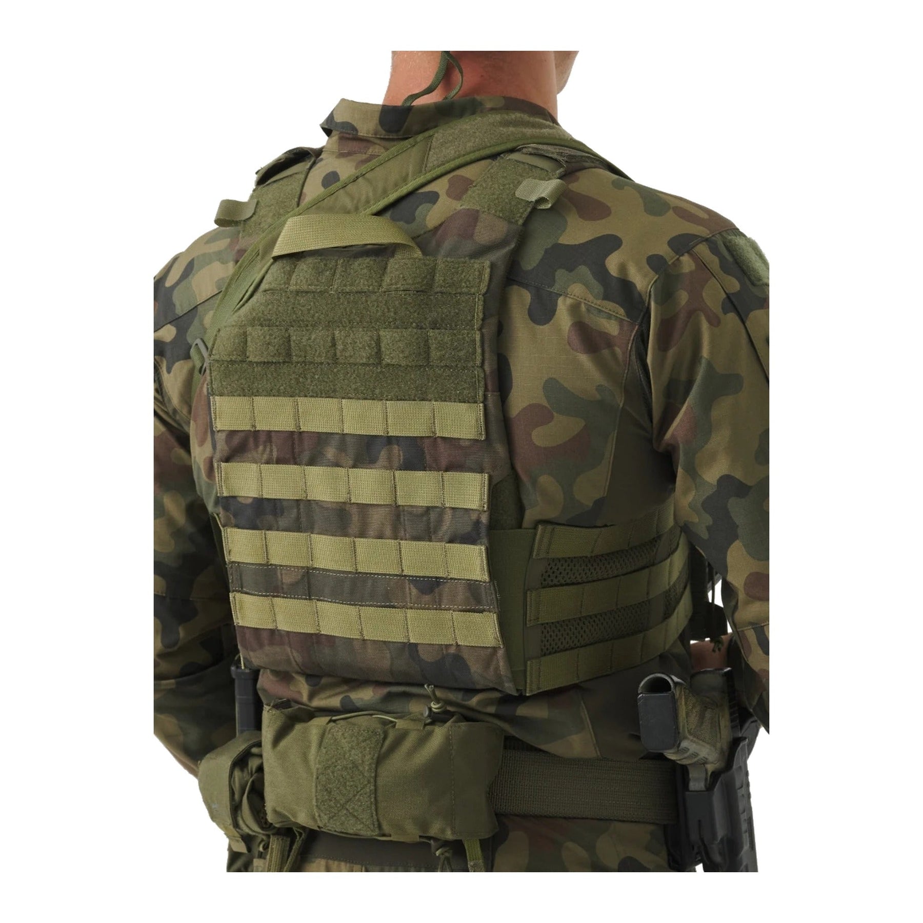 Set tattico Helikon-Tex Guardian Military in Cordura 500D con plate carrier, cummerbund e pannello frontale Guardian Flap porta caricatori, dettaglio
