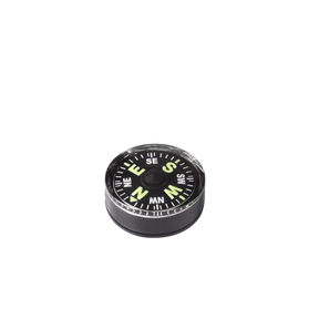 Bussola a bottone Helikon-Tex Button Compass, di colore nero con indicazioni direzionali in verde fosforescente,strumento essenziale per kit di sopravvivenza, navigazione e orientamento sul campo