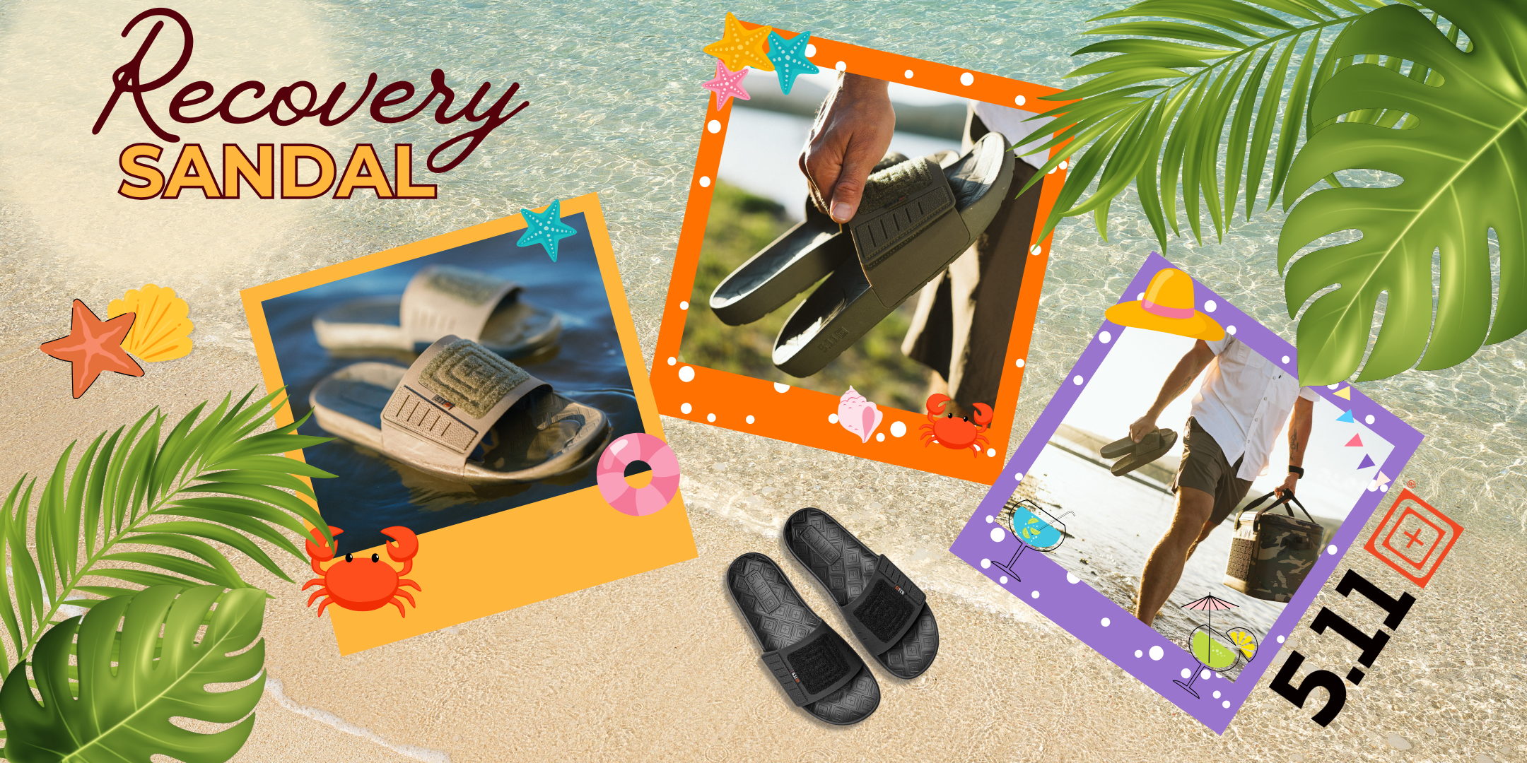 Sandali 5.11 Recovery Sandal estivi e comodi per spiaggia e outdoor, calzature leggere ideali per mare, vacanze e tempo libero