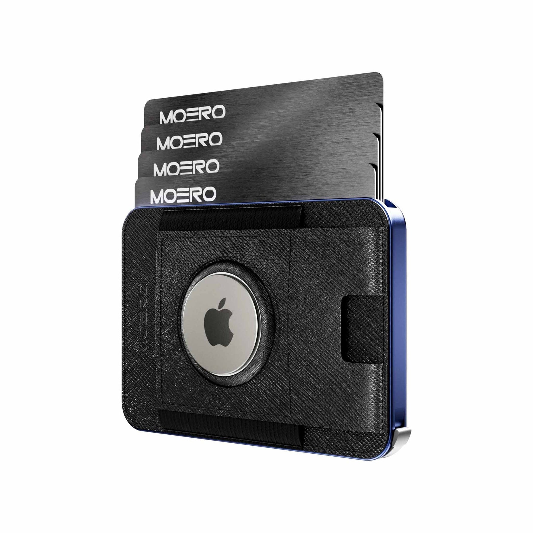 MOERO | M2 PRO AIRTAG SAFFIANO BLACK - Portafoglio MagSafe con scomparto AirTag