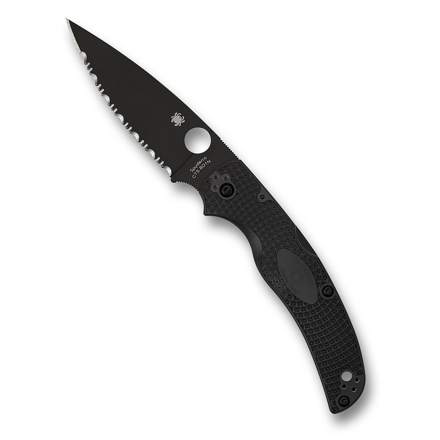 Spyderco NATIVE CHIEF Nera lama nera, seghettato