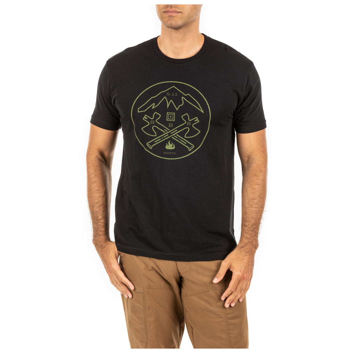 t-shirt di 5.11 crossed axe mountain per uomo, nera - vista fronte