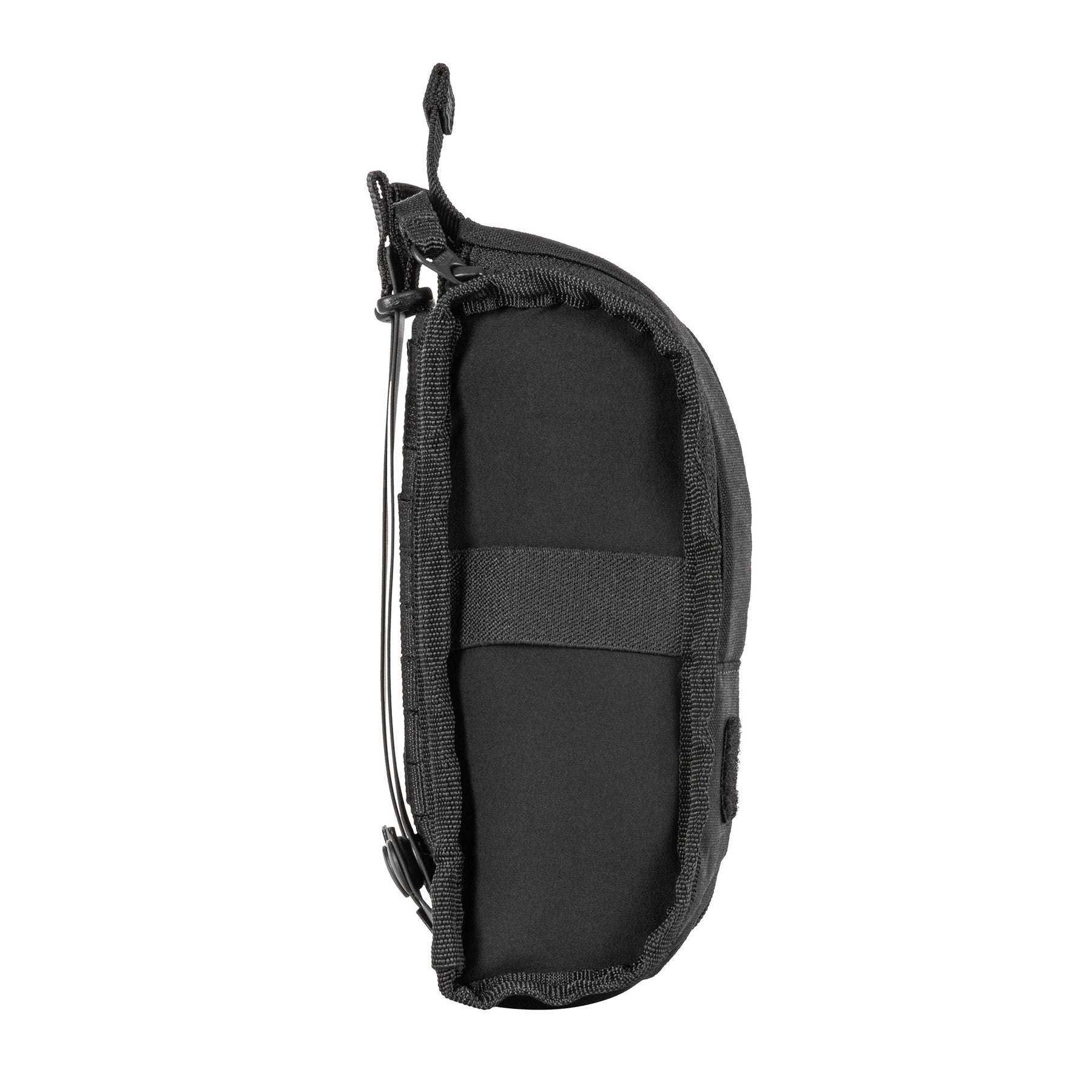 5.11 flex med pouch nera chiusa - vista elastico per tourniquet e pannello flessibile laterale
