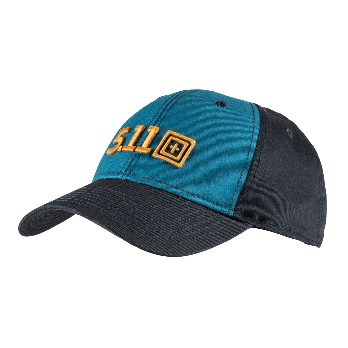 Cappello 5.11 con logo ricamato in 3d giallo su sfondo azzurro - modello Legacy Scout