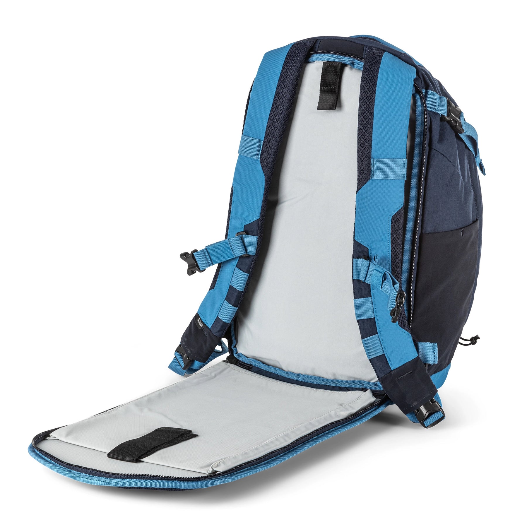 Zaino COVRT18 di 5.11 Pacific Blue - vista tasca posteriore per laptop e sacca idrica
