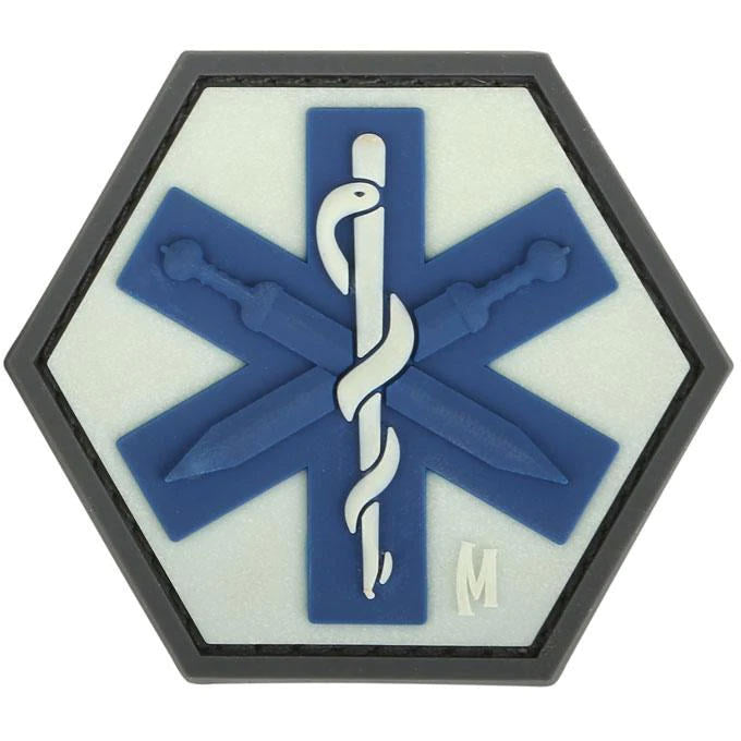 patch in pvc di maxpedition con bastone di asclepio per personale medico - fluorescente